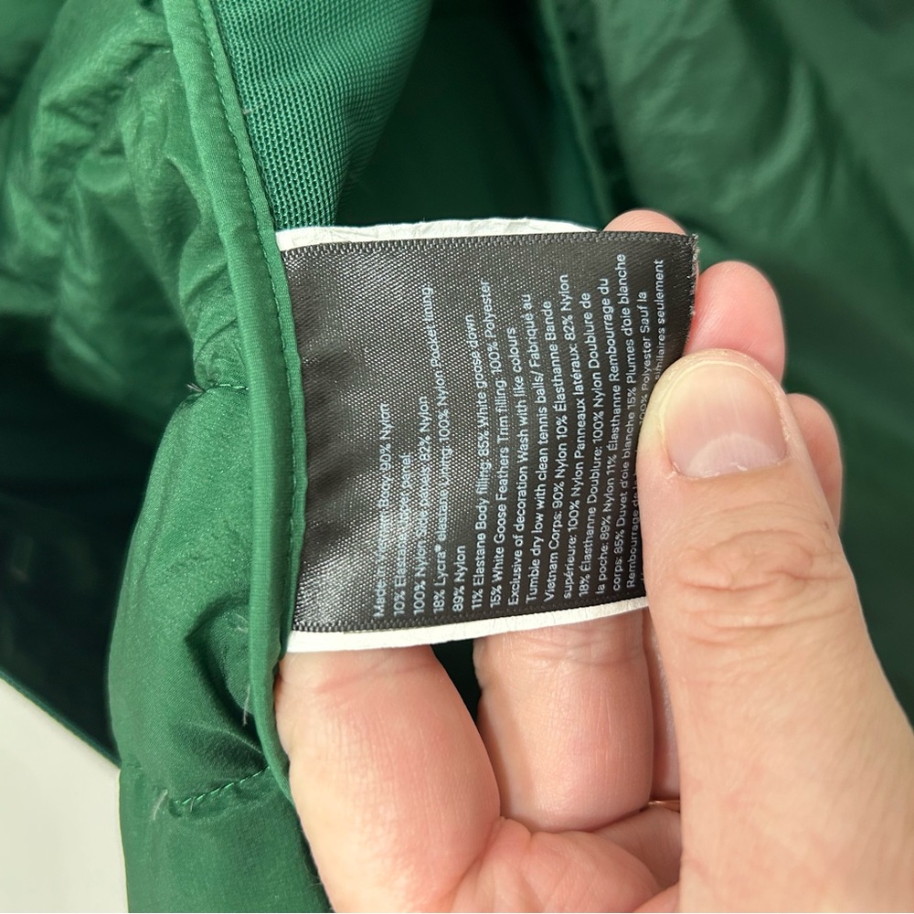 Lululemon Vest Down For It All Size 4 Everglade Green 100% Down Full Zip - Picture 5 of 10
